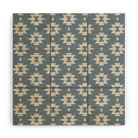 Little Arrow Design Co boho aztec stars vintage blue Wood Wall Mural