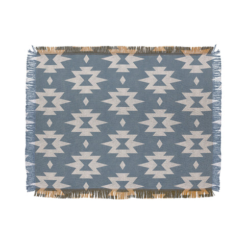 Little Arrow Design Co boho aztec stars vintage blue Throw Blanket