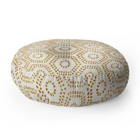Little Arrow Design Co boho hexagons cream Floor Pillow Round