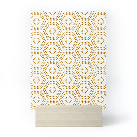 Little Arrow Design Co boho hexagons cream Mini Art Print