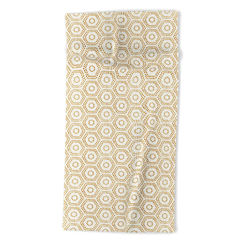 Little Arrow Design Co boho hexagons cream Beach Towel