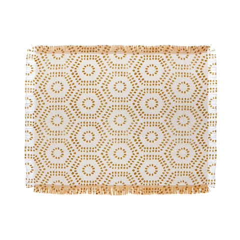 Little Arrow Design Co boho hexagons cream Throw Blanket