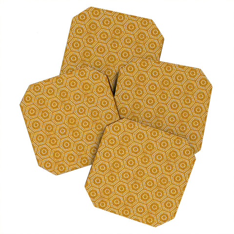 Little Arrow Design Co boho hexagons gold Coaster Set
