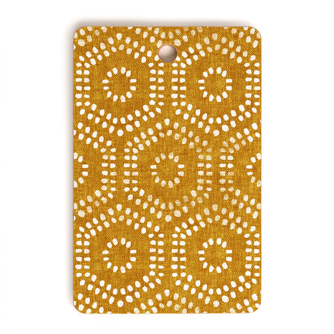 Little Arrow Design Co boho hexagons gold Cutting Board Rectangle
