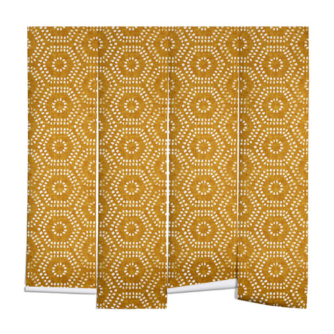Little Arrow Design Co boho hexagons gold Wall Mural