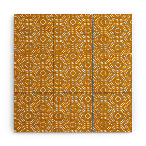 Little Arrow Design Co boho hexagons gold Wood Wall Mural