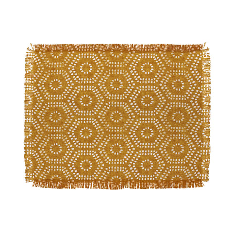 Little Arrow Design Co boho hexagons gold Throw Blanket