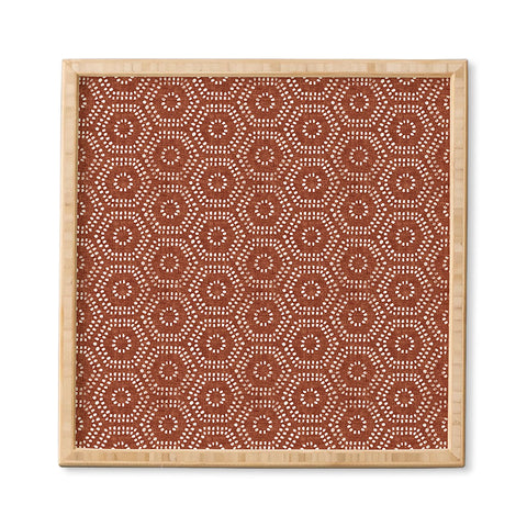 Little Arrow Design Co boho hexagons rust Framed Wall Art
