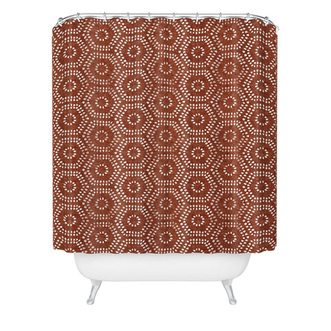 Little Arrow Design Co boho hexagons rust Shower Curtain