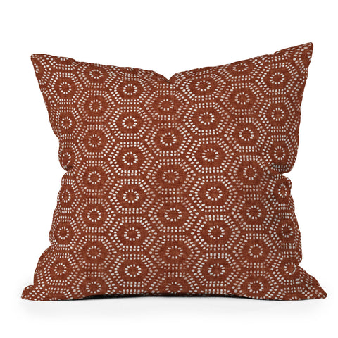 Little Arrow Design Co boho hexagons rust Throw Pillow