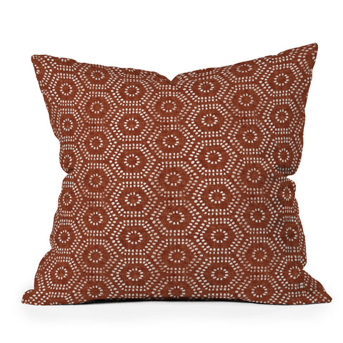 Little Arrow Design Co boho hexagons rust Outdoor Throw Pillow