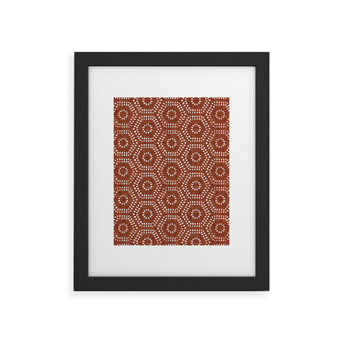 Little Arrow Design Co boho hexagons rust Framed Art Print
