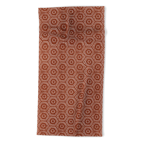 Little Arrow Design Co boho hexagons rust Beach Towel