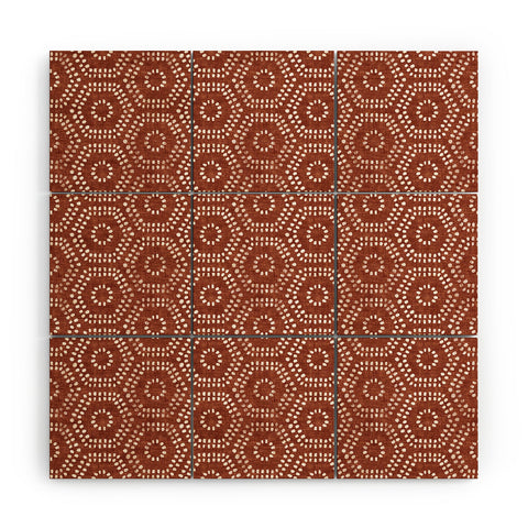 Little Arrow Design Co boho hexagons rust Wood Wall Mural