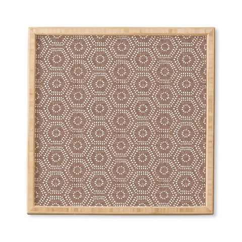Little Arrow Design Co boho hexagons taupe Framed Wall Art