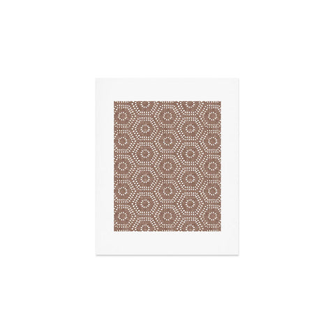 Little Arrow Design Co boho hexagons taupe Art Print