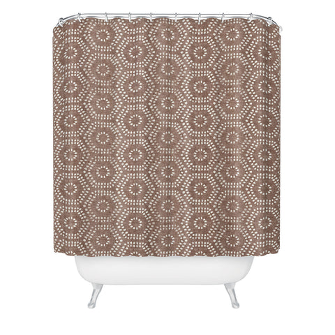 Little Arrow Design Co boho hexagons taupe Shower Curtain