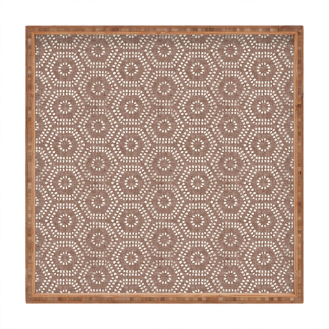 Little Arrow Design Co boho hexagons taupe Square Tray