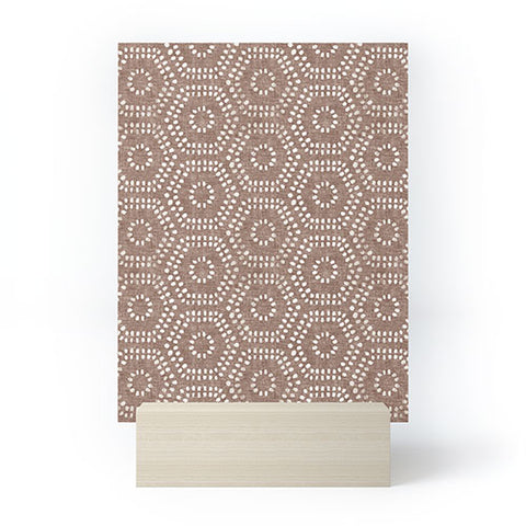 Little Arrow Design Co boho hexagons taupe Mini Art Print