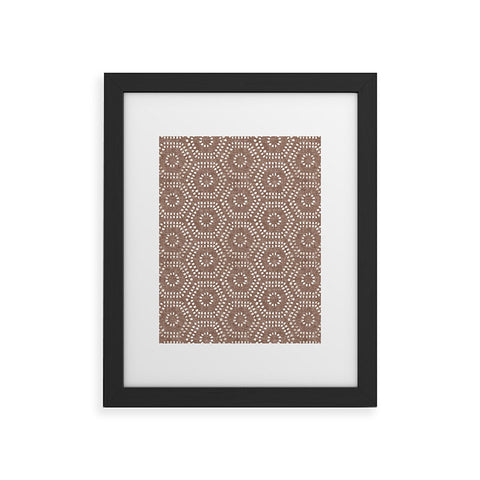 Little Arrow Design Co boho hexagons taupe Framed Art Print
