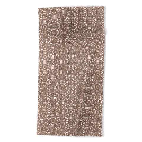 Little Arrow Design Co boho hexagons taupe Beach Towel