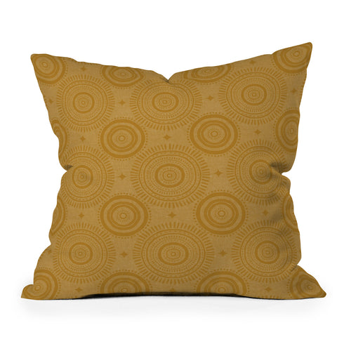 Little Arrow Design Co boho sun and stars gold Outdoor Throw Pillow