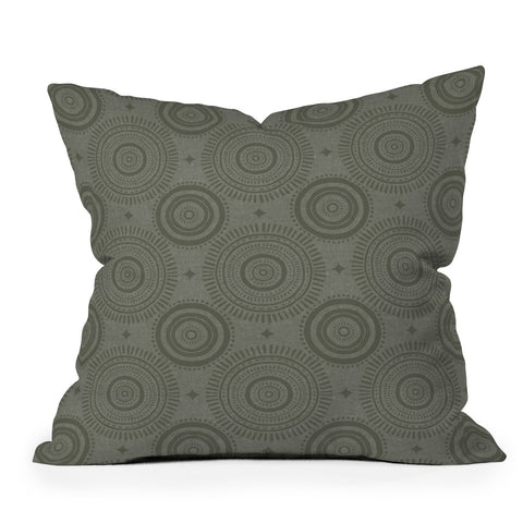 Little Arrow Design Co boho sun and stars olive Outdoor Throw Pillow