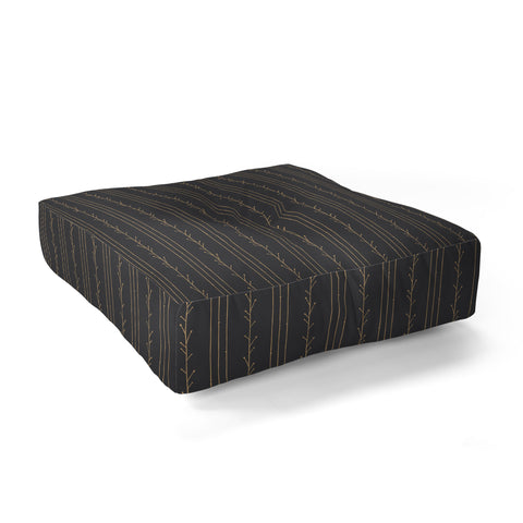 Little Arrow Design Co branch stripes charcoal Floor Pillow Square