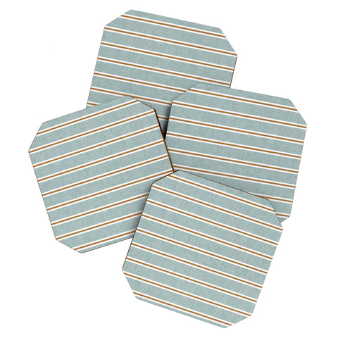 Little Arrow Design Co Cadence Stripes dusty blue Coaster Set