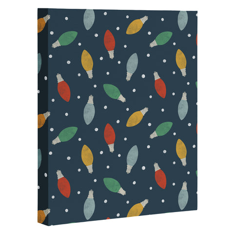 Little Arrow Design Co christmas light on blue Art Canvas