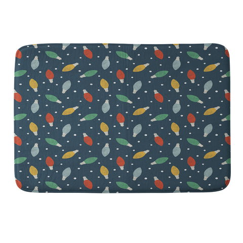 Little Arrow Design Co christmas light on blue Memory Foam Bath Mat