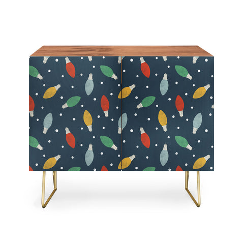 Little Arrow Design Co christmas light on blue Credenza