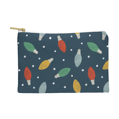 Little Arrow Design Co christmas light on blue Pouch