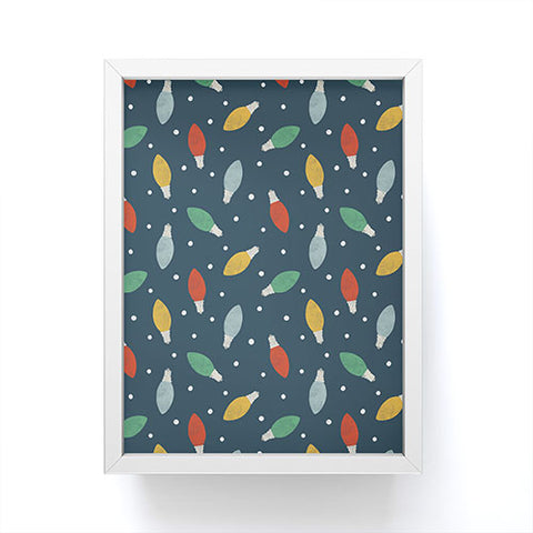 Little Arrow Design Co christmas light on blue Framed Mini Art Print