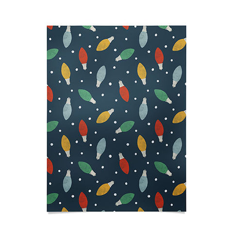 Little Arrow Design Co christmas light on blue Poster