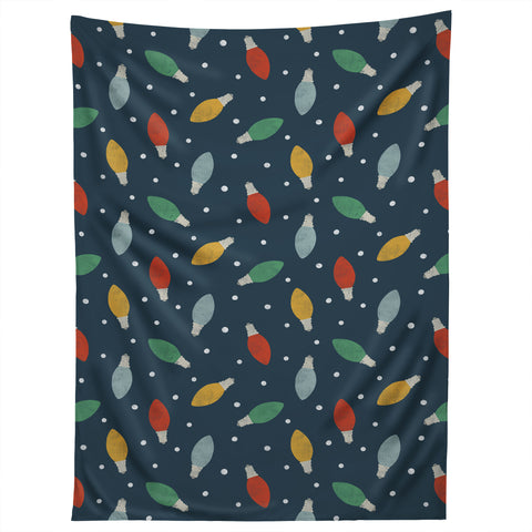 Little Arrow Design Co christmas light on blue Tapestry