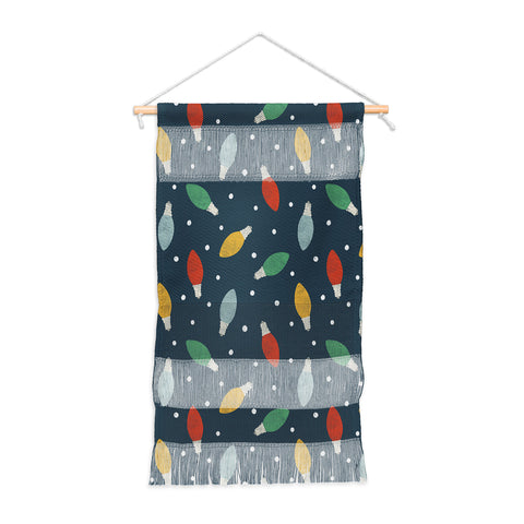 Little Arrow Design Co christmas light on blue Wall Hanging Portrait