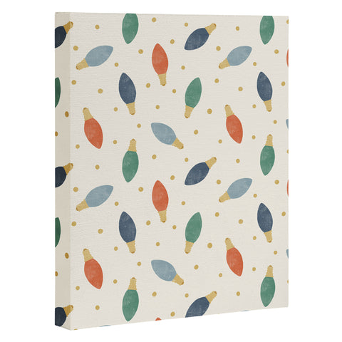 Little Arrow Design Co christmas lights on cream Art Canvas