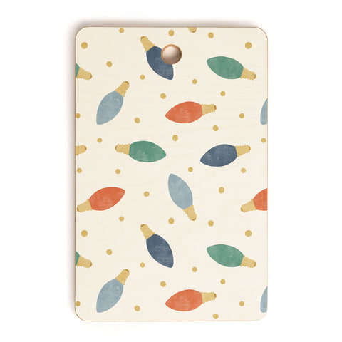 Little Arrow Design Co christmas lights on cream Cutting Board Rectangle