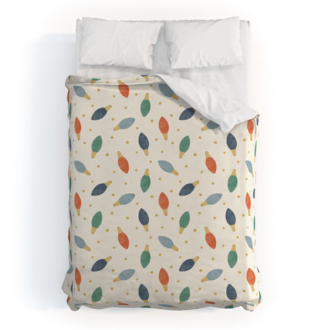 Little Arrow Design Co christmas lights on cream Duvet Cover