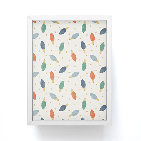 Little Arrow Design Co christmas lights on cream Framed Mini Art Print