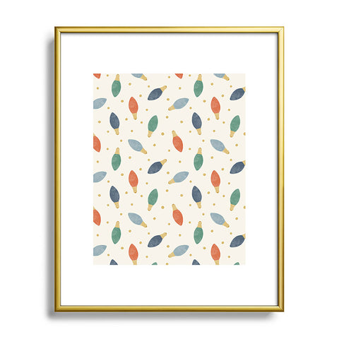 Little Arrow Design Co christmas lights on cream Metal Framed Art Print