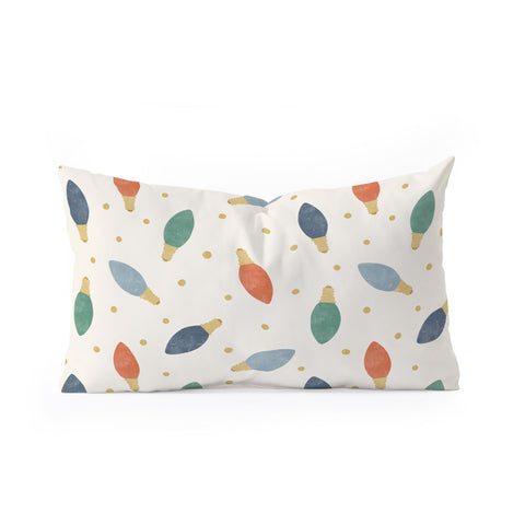 Little Arrow Design Co christmas lights on cream Oblong Throw Pillow