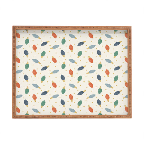 Little Arrow Design Co christmas lights on cream Rectangular Tray