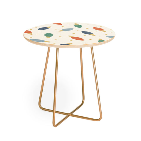 Little Arrow Design Co christmas lights on cream Round Side Table