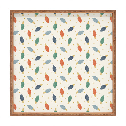 Little Arrow Design Co christmas lights on cream Square Tray