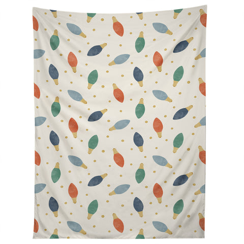 Little Arrow Design Co christmas lights on cream Tapestry
