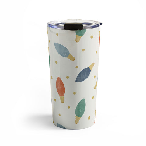 Little Arrow Design Co christmas lights on cream Travel Mug