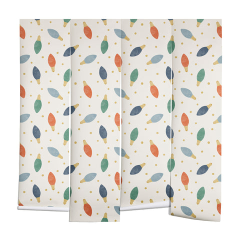 Little Arrow Design Co christmas lights on cream Wall Mural