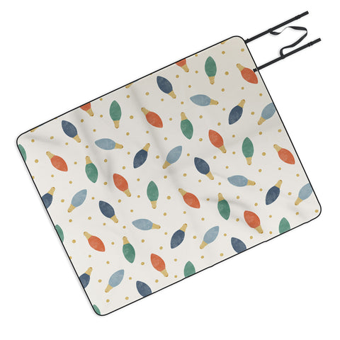 Little Arrow Design Co christmas lights on cream Picnic Blanket
